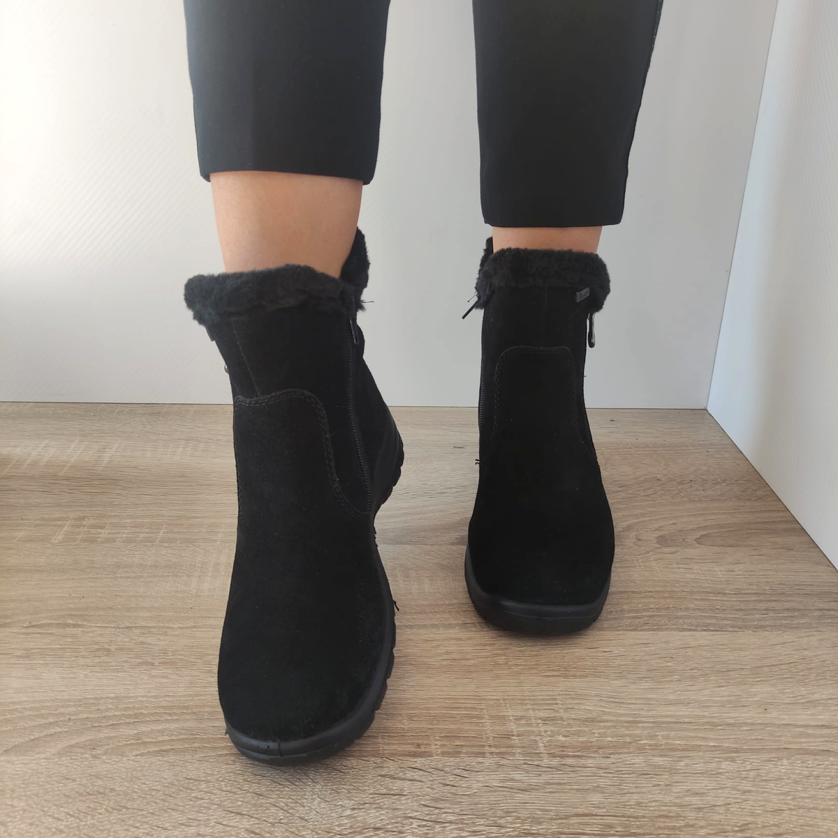 GHETE CASUAL DAMA RIEKER L7162-00 NEGRE VELUR - imagine 5