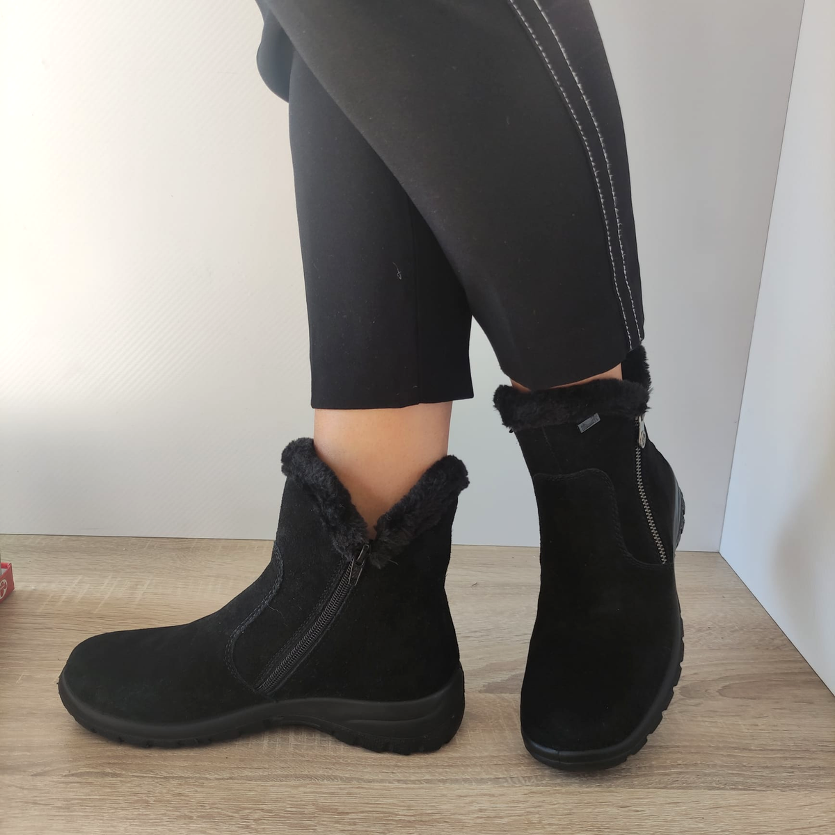 GHETE CASUAL DAMA RIEKER L7162-00 NEGRE VELUR - imagine 3