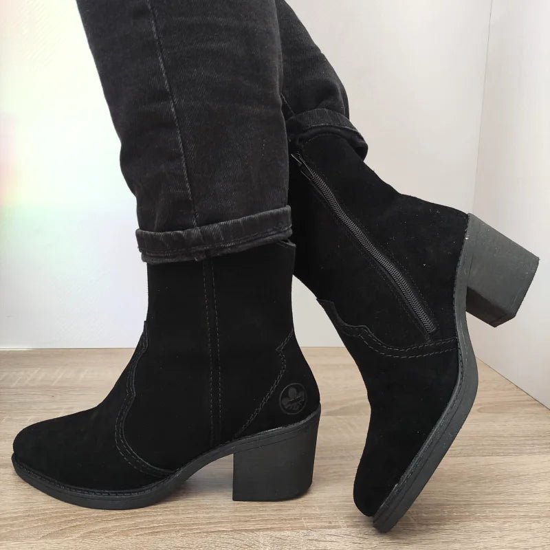 GHETE CASUAL DAMA RIEKER Y1251-00 NEGRE VELUR - imagine 3