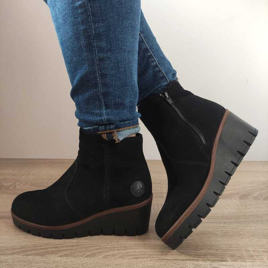 GHETE CASUAL DAMA RIEKER Y5065-00 NEGRE VELUR