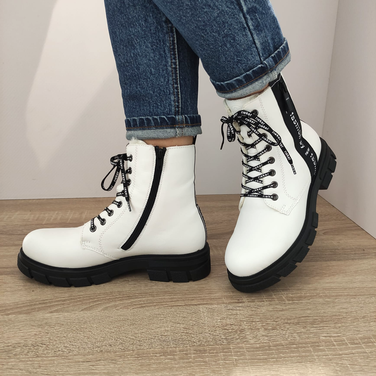 GHETE CASUAL DAMA RIEKER Z9111-80 ALBE - imagine 3