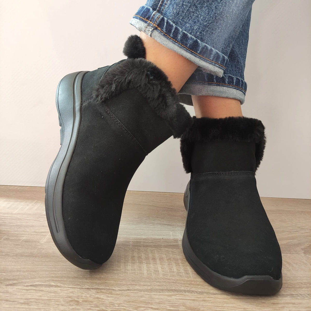 Ghete Casual Damă Skechers 144400 Negru – Piele Întoarsă – vedere 3