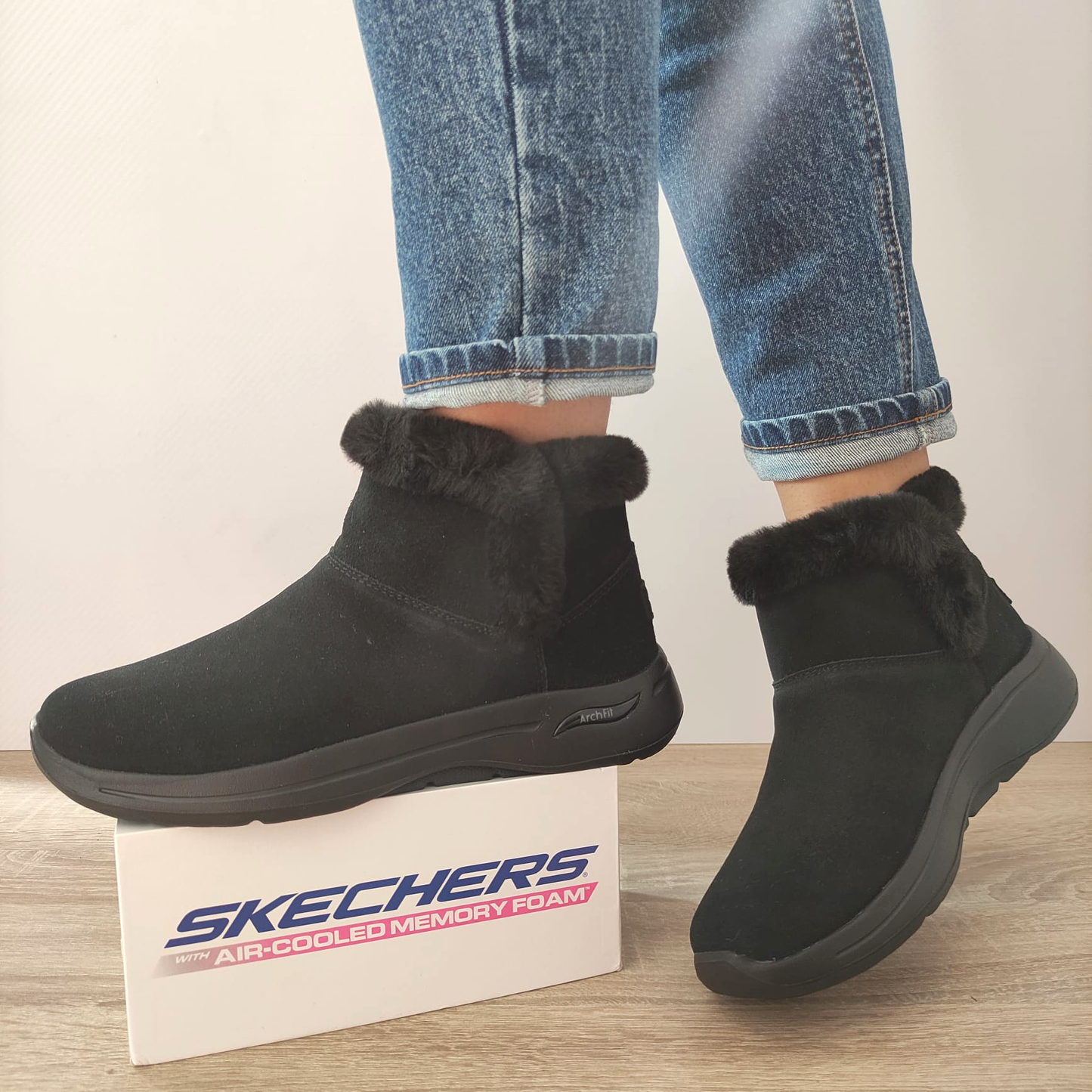 Ghete Casual Damă Skechers 144400 Negru – Piele Întoarsă – vedere 1