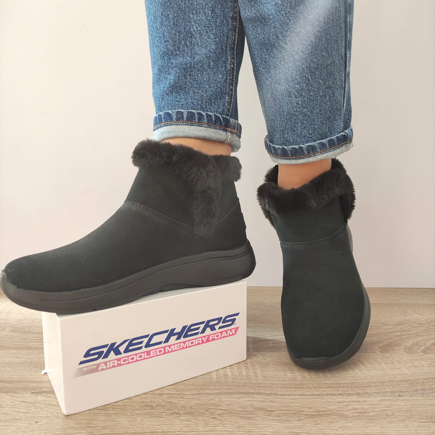 Ghete Casual Damă Skechers 144400 Negru – Piele Întoarsă – vedere 2