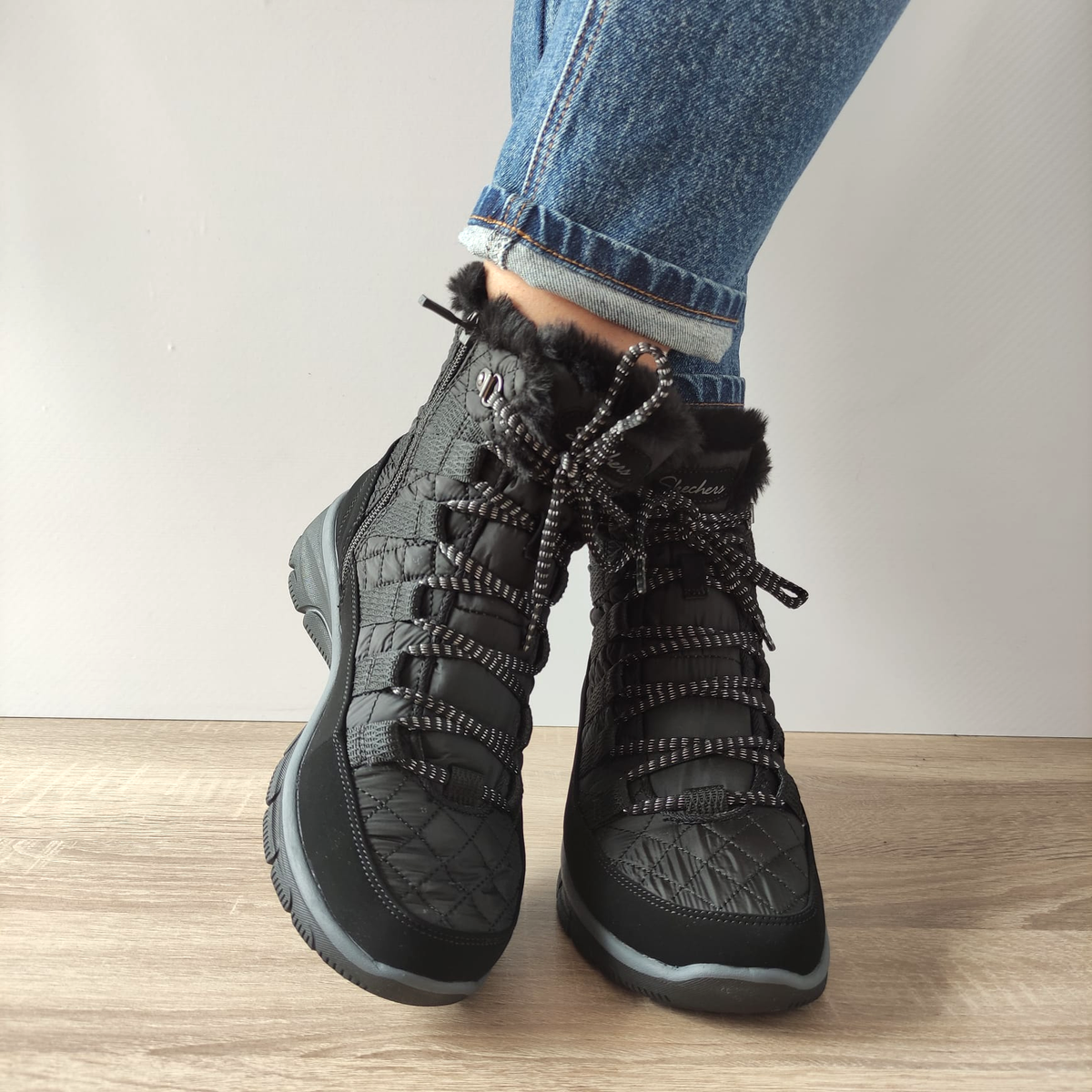 GHETE CASUAL DAMA SKECHERS 167204 BLK NEGRE - imagine 4