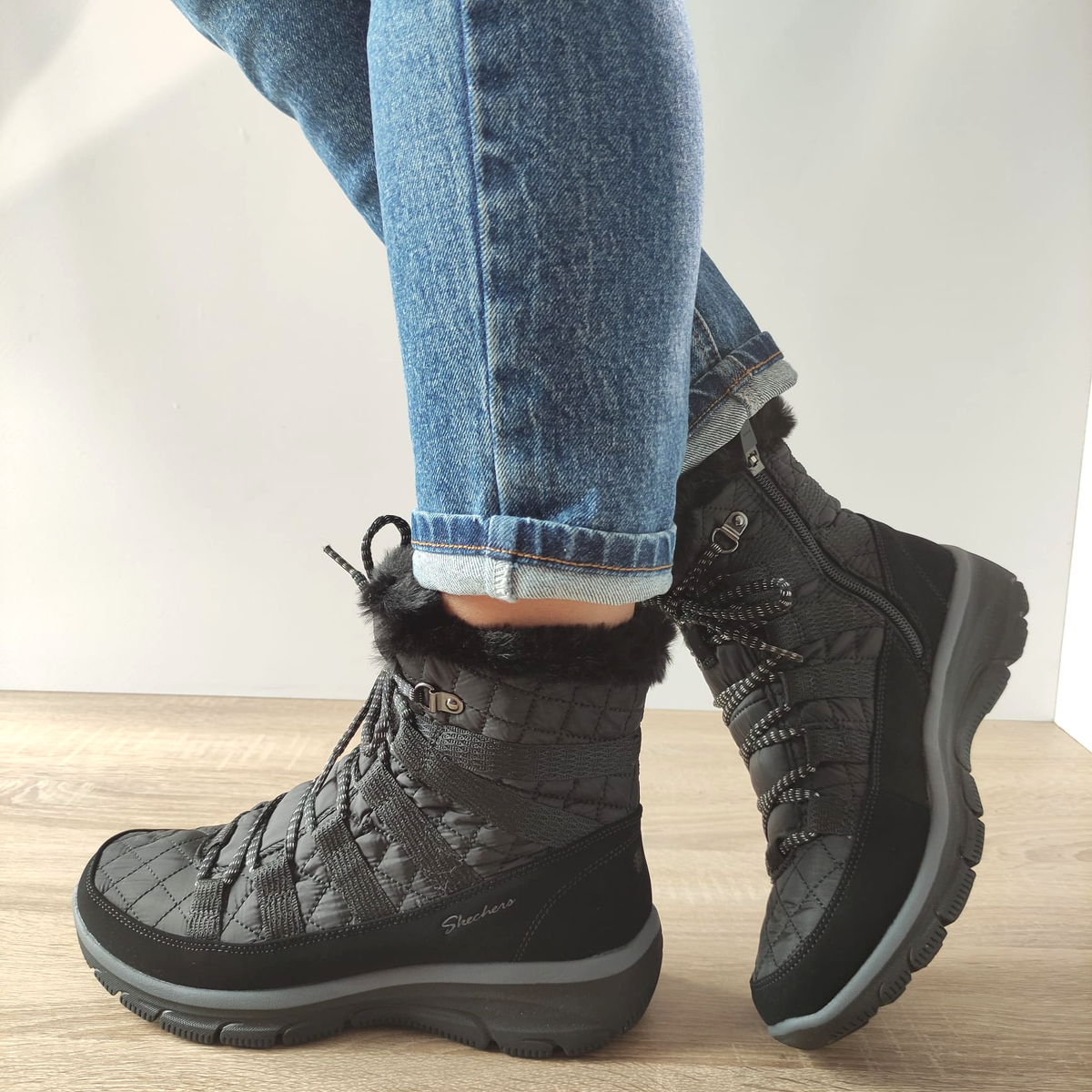 GHETE CASUAL DAMA SKECHERS 167204 BLK NEGRE - imagine 2