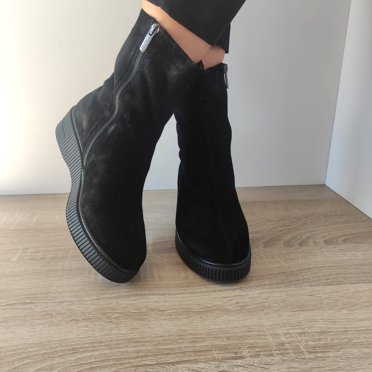Ghete Casual Damă RIEKER 93370-00 Negru – Piele Întoarsă – vedere 2