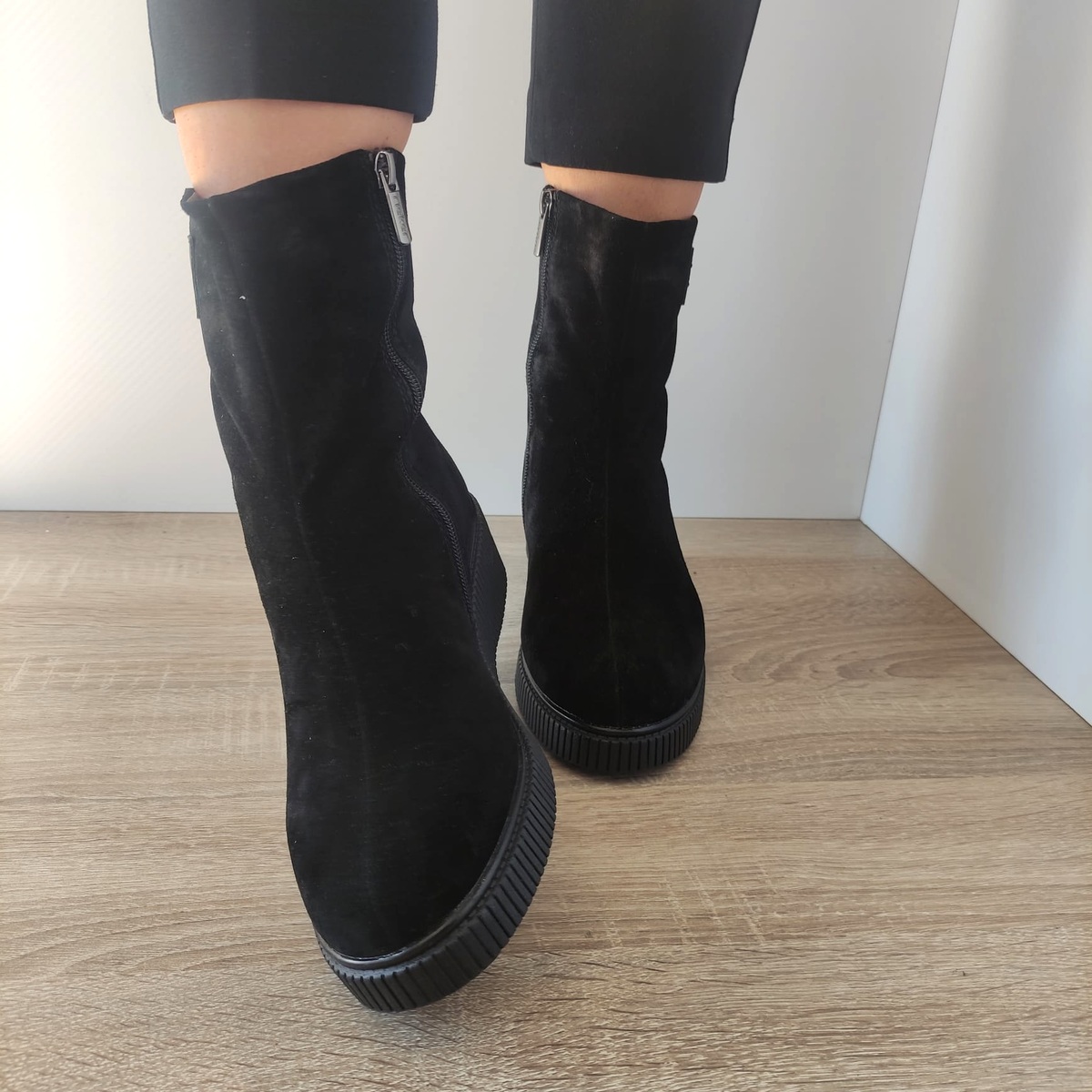 Ghete Casual Damă RIEKER 93370-00 Negru – Piele Întoarsă – vedere 5