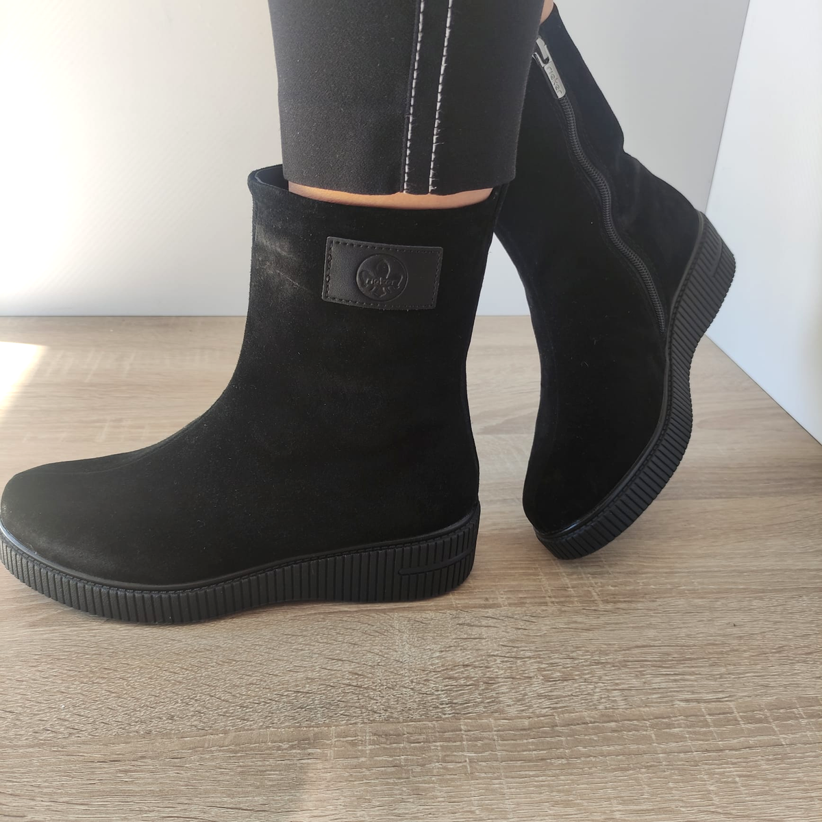 Ghete Casual Damă RIEKER 93370-00 Negru – Piele Întoarsă – vedere 4