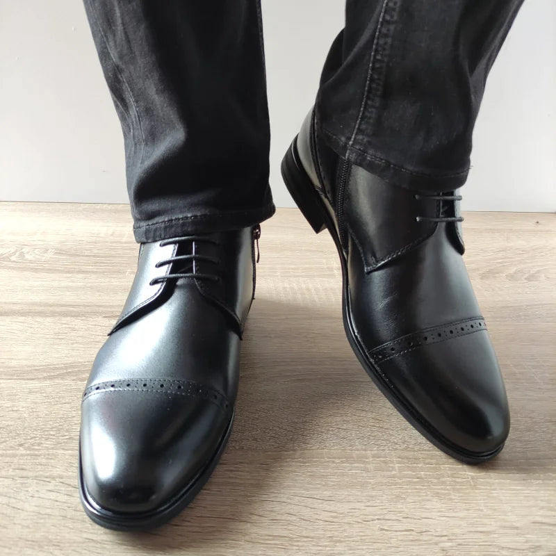 GHETE ELEGANTE BARBATI ELDEMAS H19-812 NEGRE - imagine 3