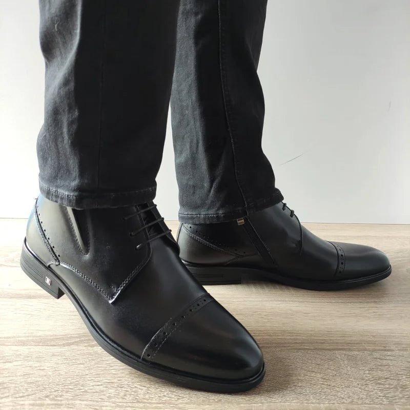 GHETE ELEGANTE BARBATI ELDEMAS H19-812 NEGRE - imagine 4