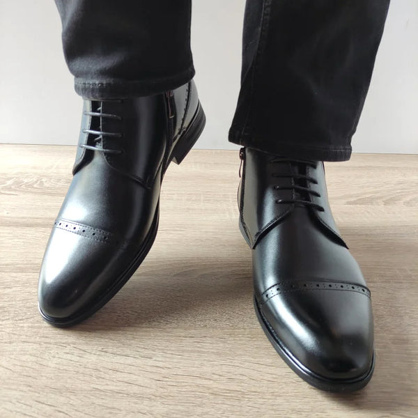 GHETE ELEGANTE BARBATI ELDEMAS H19-812 NEGRE - imagine 5