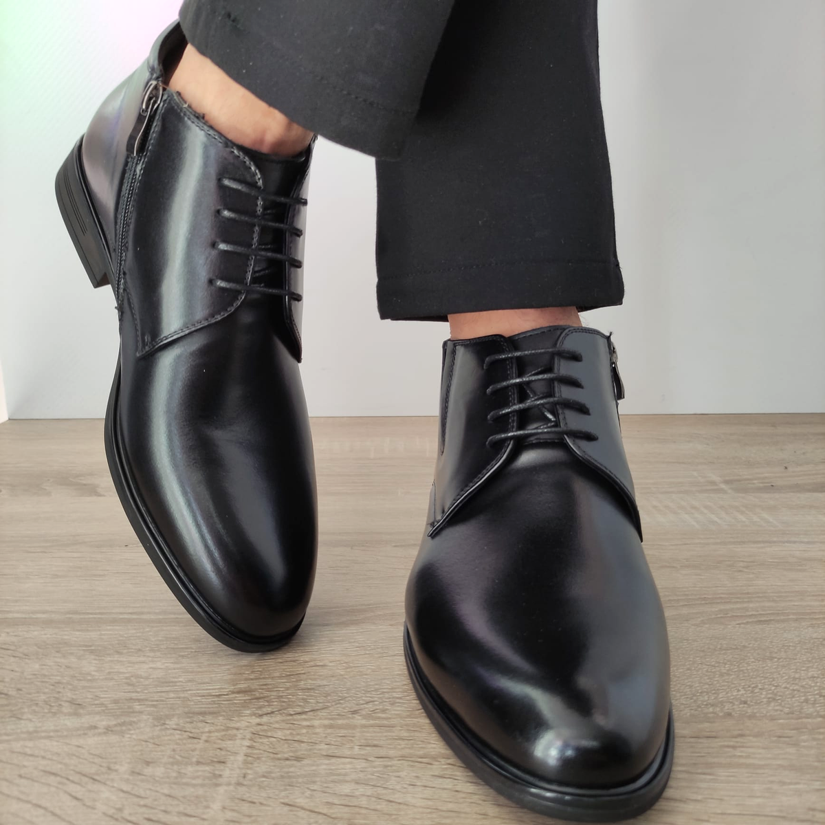 GHETE ELEGANTE BARBATI ELDEMAS H19-813 NEGRE - imagine 4