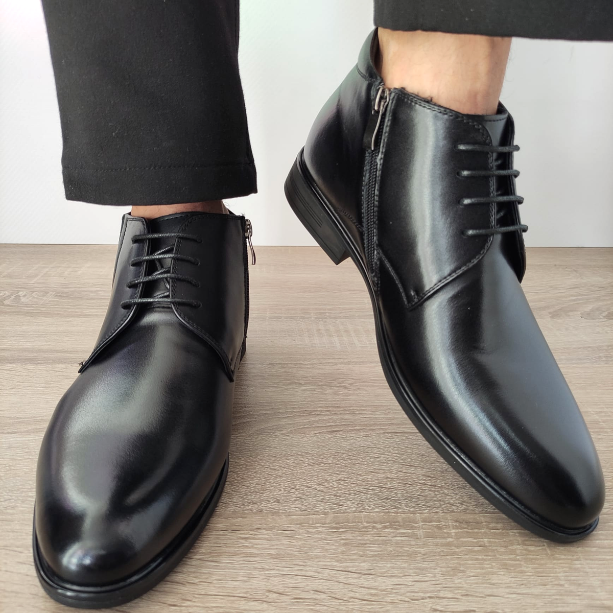 GHETE ELEGANTE BARBATI ELDEMAS H19-813 NEGRE - imagine 5