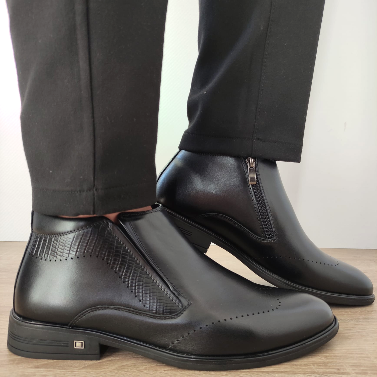 GHETE ELEGANTE BARBATI ELDEMAS H788-022 NEGRE - imagine 3