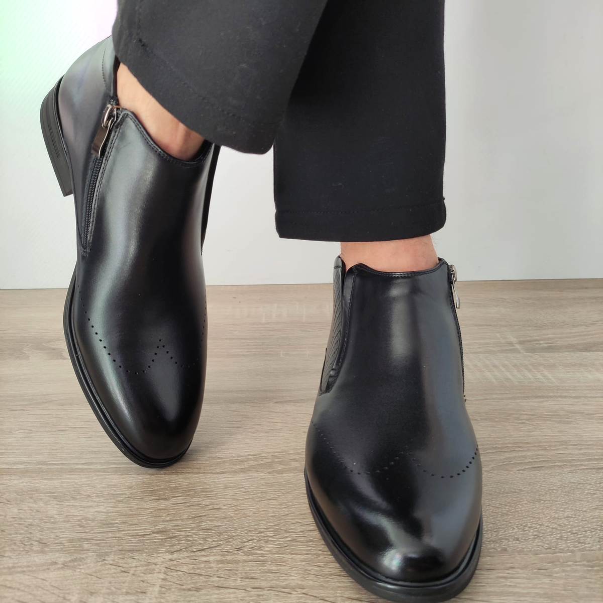 GHETE ELEGANTE BARBATI ELDEMAS H788-022 NEGRE - imagine 4