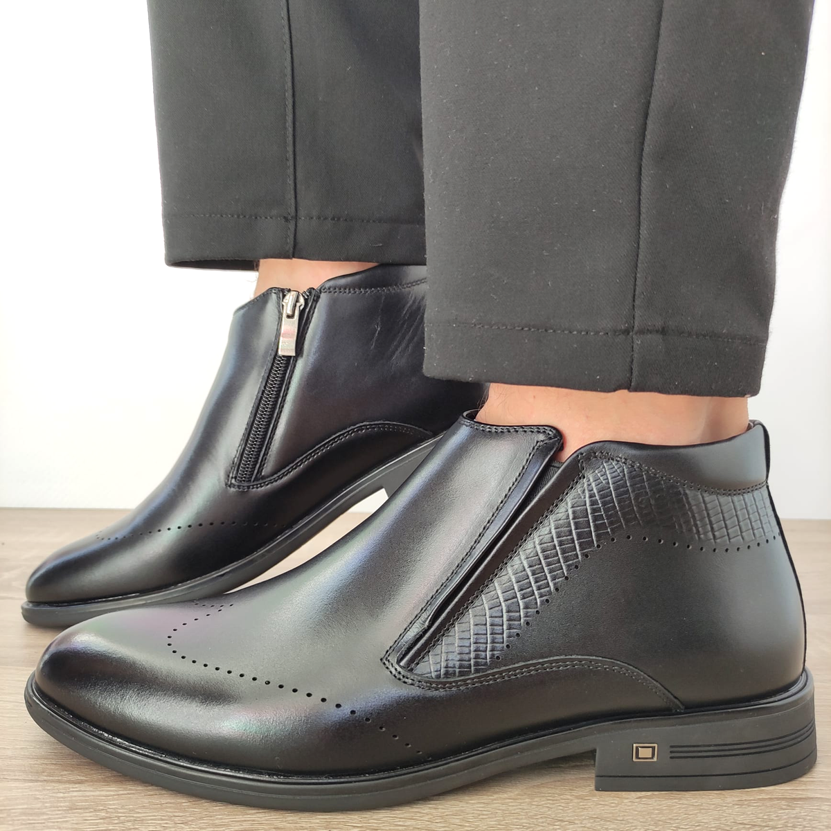 GHETE ELEGANTE BARBATI ELDEMAS H788-022 NEGRE - imagine 2