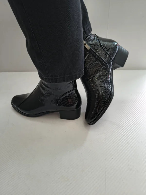 GHETE ELEGANTE DAMA DOGATI 017 351 NEGRE LAC + CROCO - imagine 2