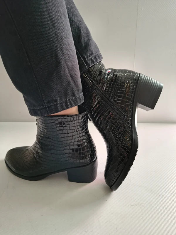 GHETE ELEGANTE DAMA PASS 70008C 01-O NEGRE CROCO - imagine 3
