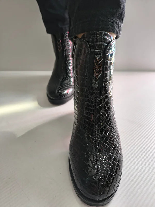 GHETE ELEGANTE DAMA PASS 70008C 01-O NEGRE CROCO - imagine 4