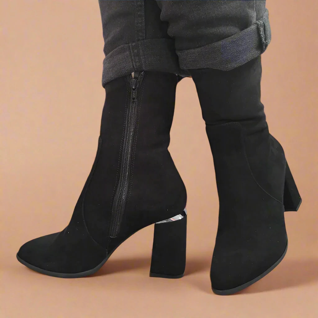 GHETE ELEGANTE DAMA PERLLA 3021-1 NEGRE VELUR - imagine 2