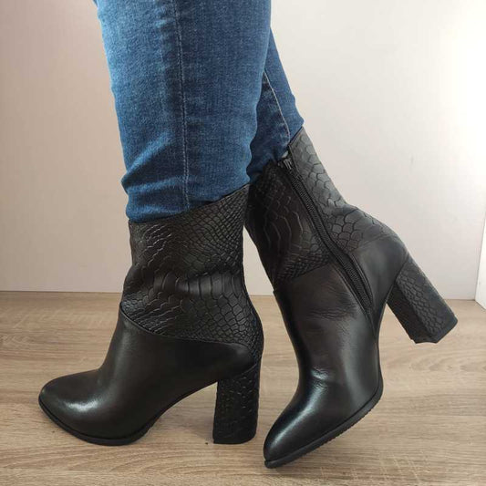 GHETE ELEGANTE DAMA PERLLA 3567-1 NEGRE + CROCO