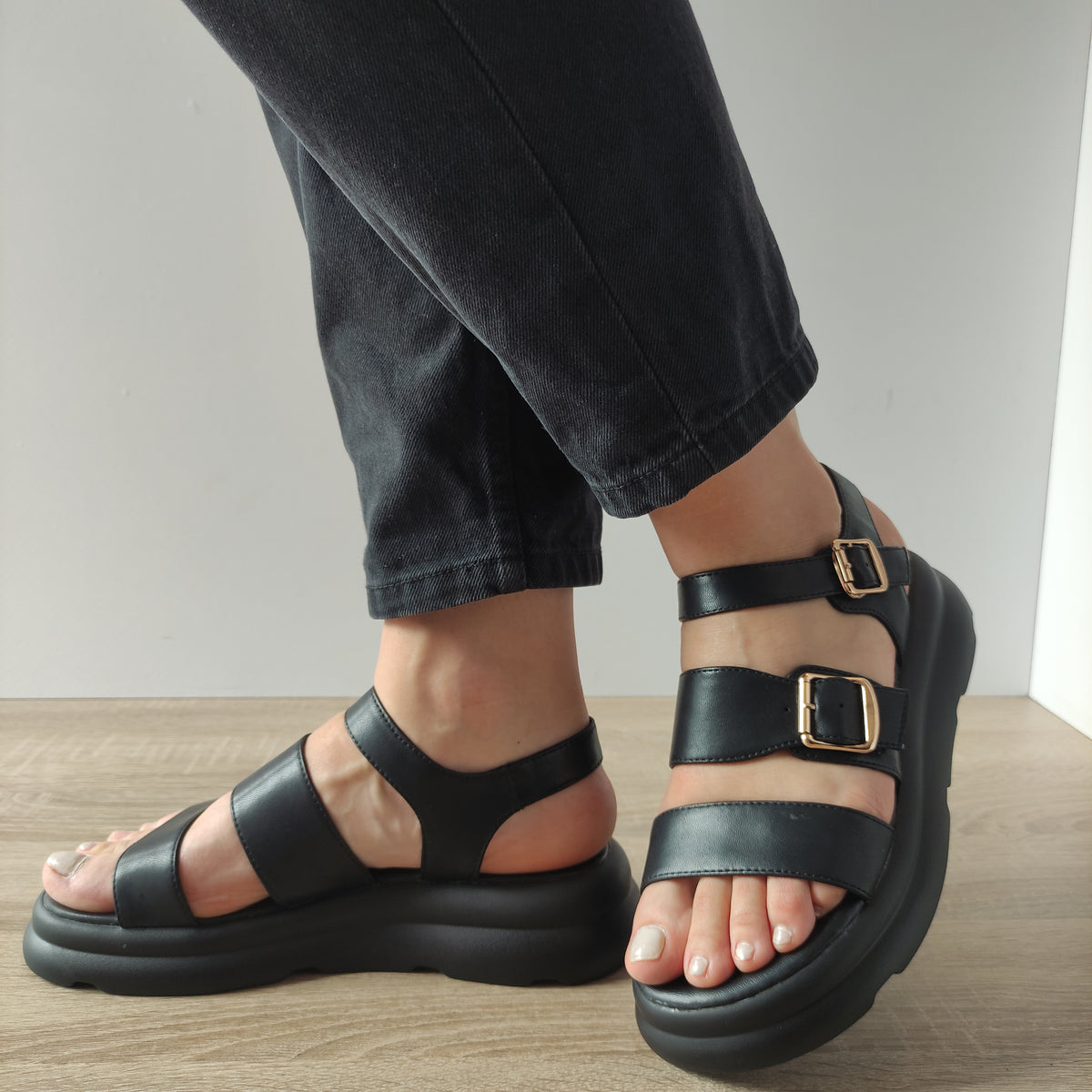 SANDALE CASUAL DAMA FORMAZIONE 5022-2 NEGRE - imagine 2