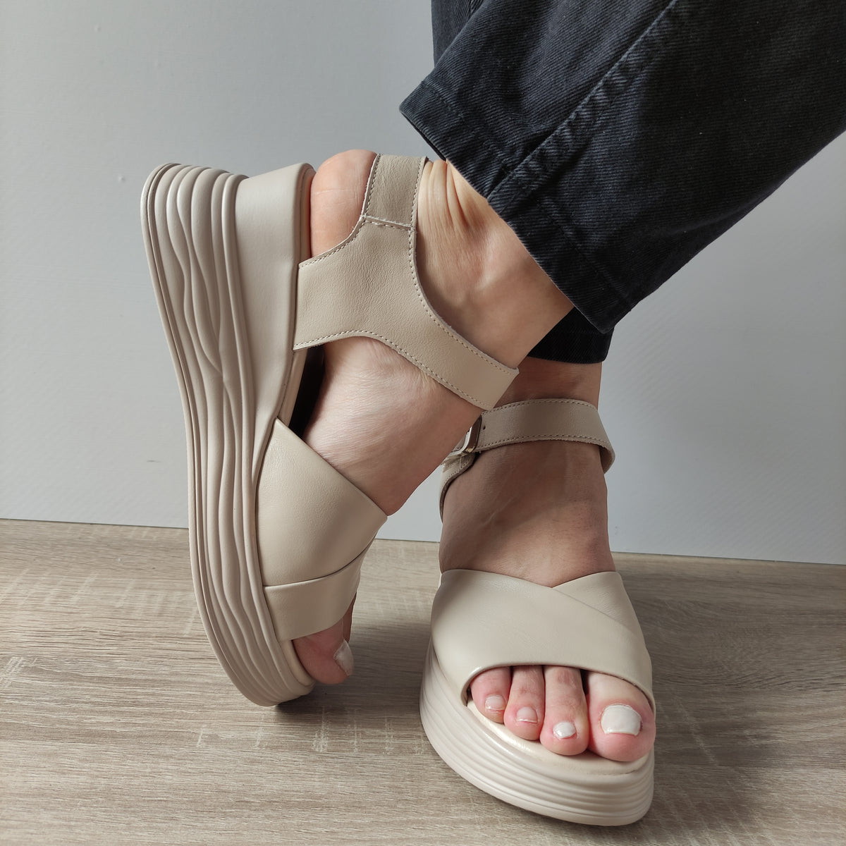SANDALE CASUAL DAMA FORMAZIONE 8701-1 CREM - imagine 5