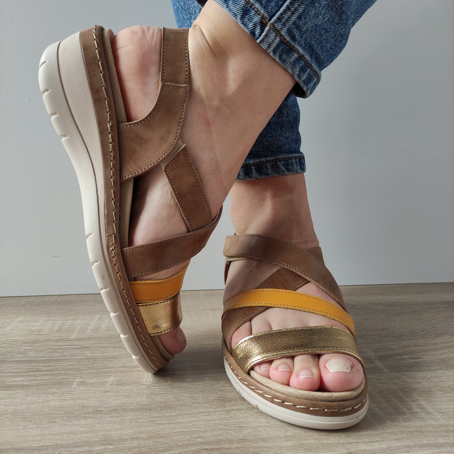 SANDALE CASUAL DAMA SUAVE 14518T MYKONOS H6-N MARO + COMB