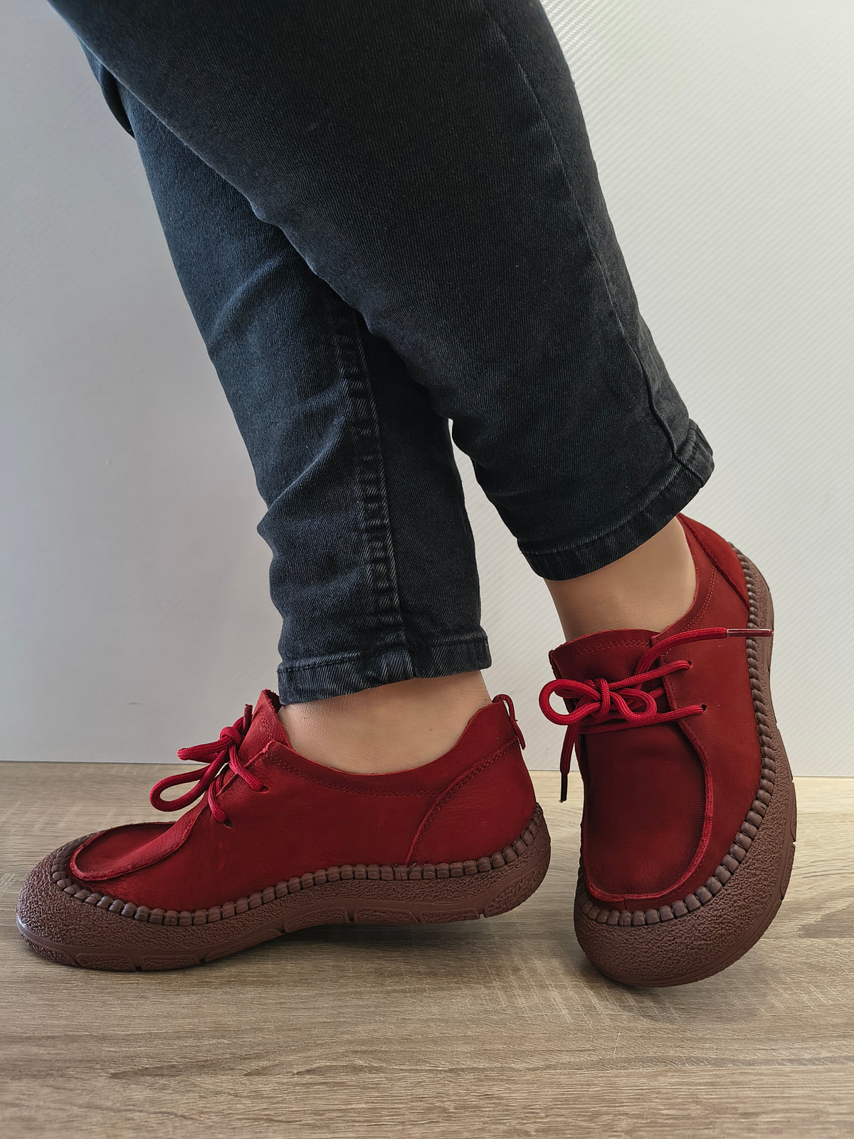 PANTOFI CASUAL DAMA FORMAZIONE KM5169 ROSU VELUR - imagine 2