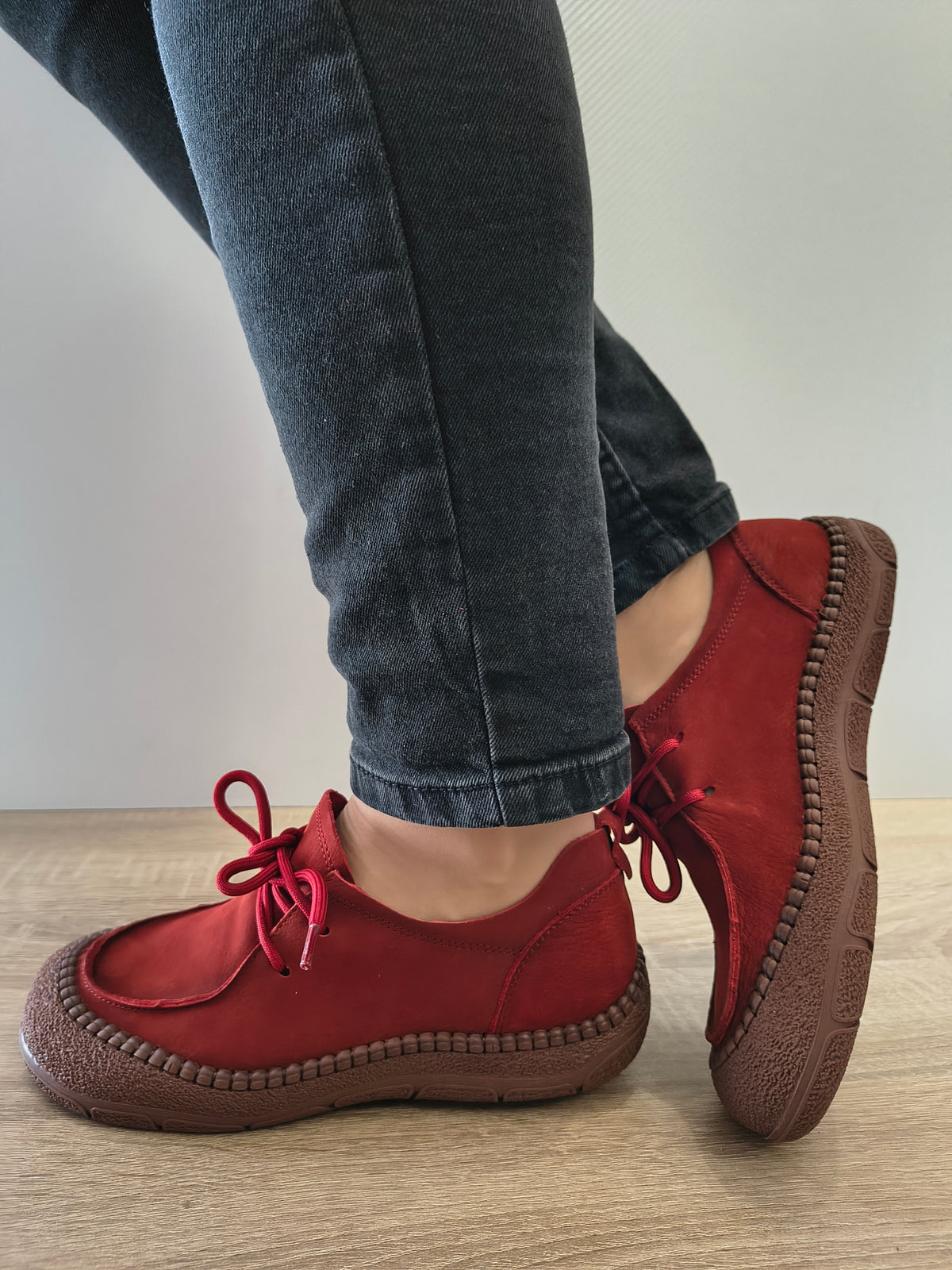 PANTOFI CASUAL DAMA FORMAZIONE KM5169 ROSU VELUR - imagine 3