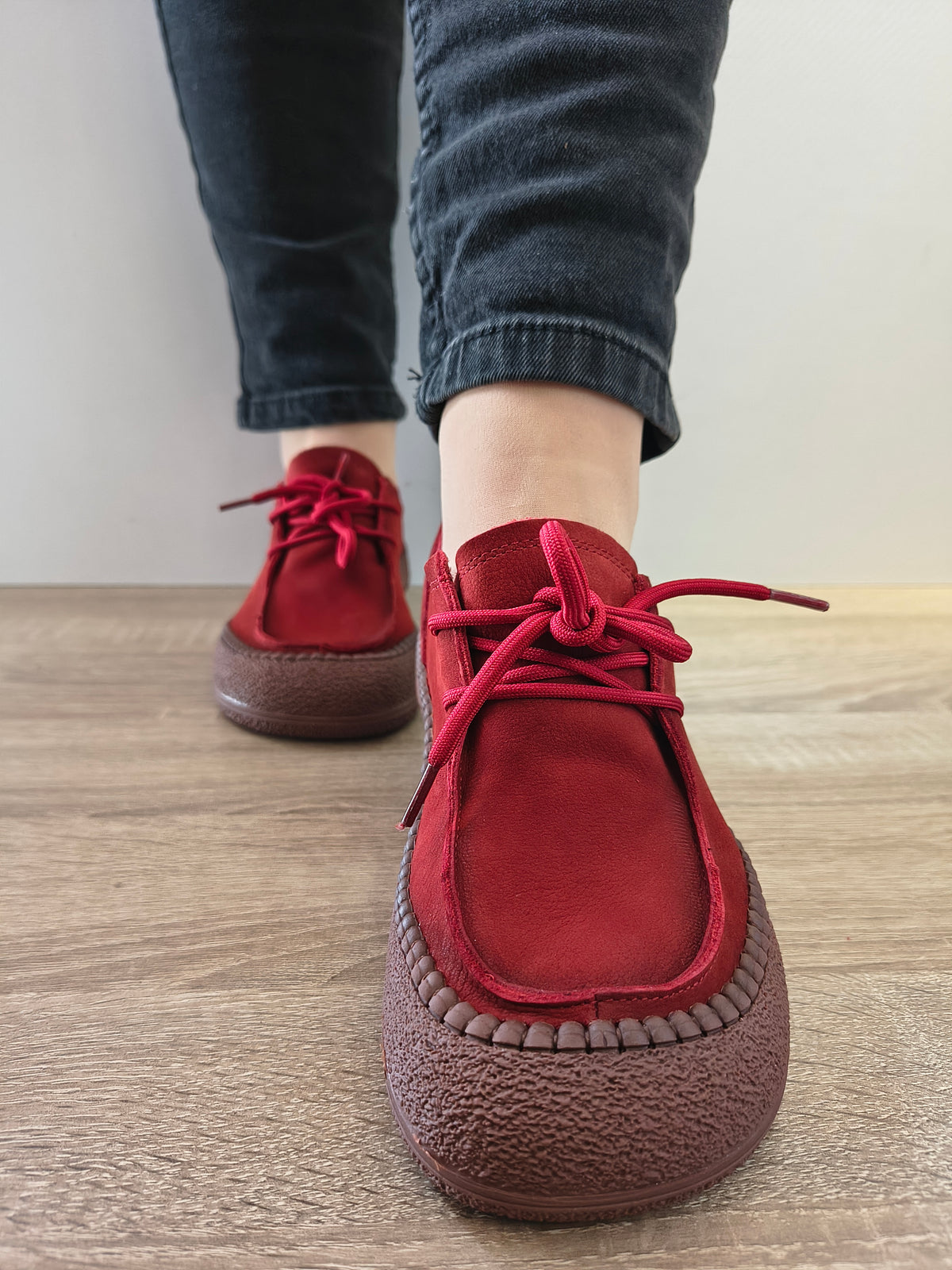 PANTOFI CASUAL DAMA FORMAZIONE KM5169 ROSU VELUR - imagine 4