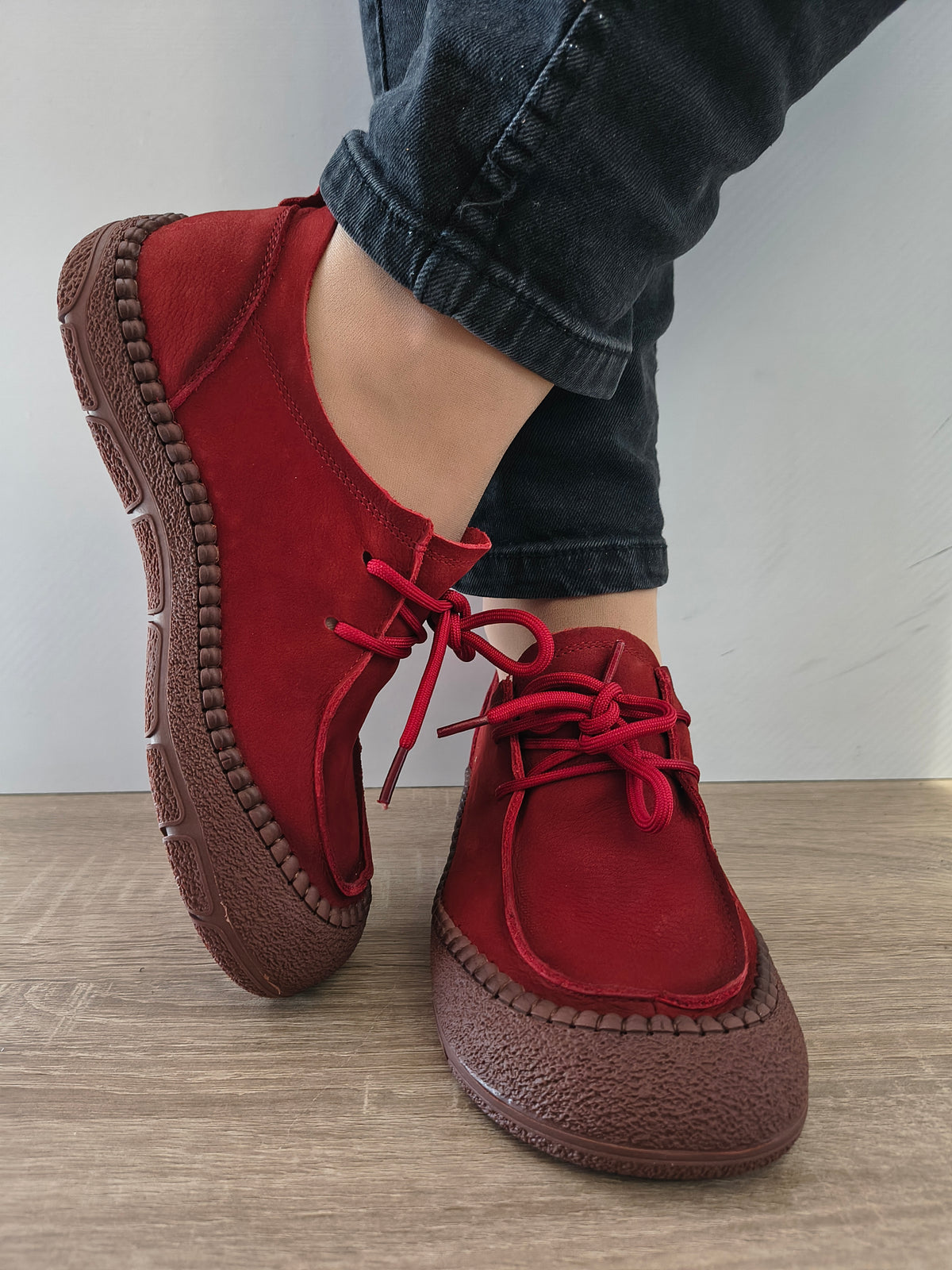 PANTOFI CASUAL DAMA FORMAZIONE KM5169 ROSU VELUR - imagine 5