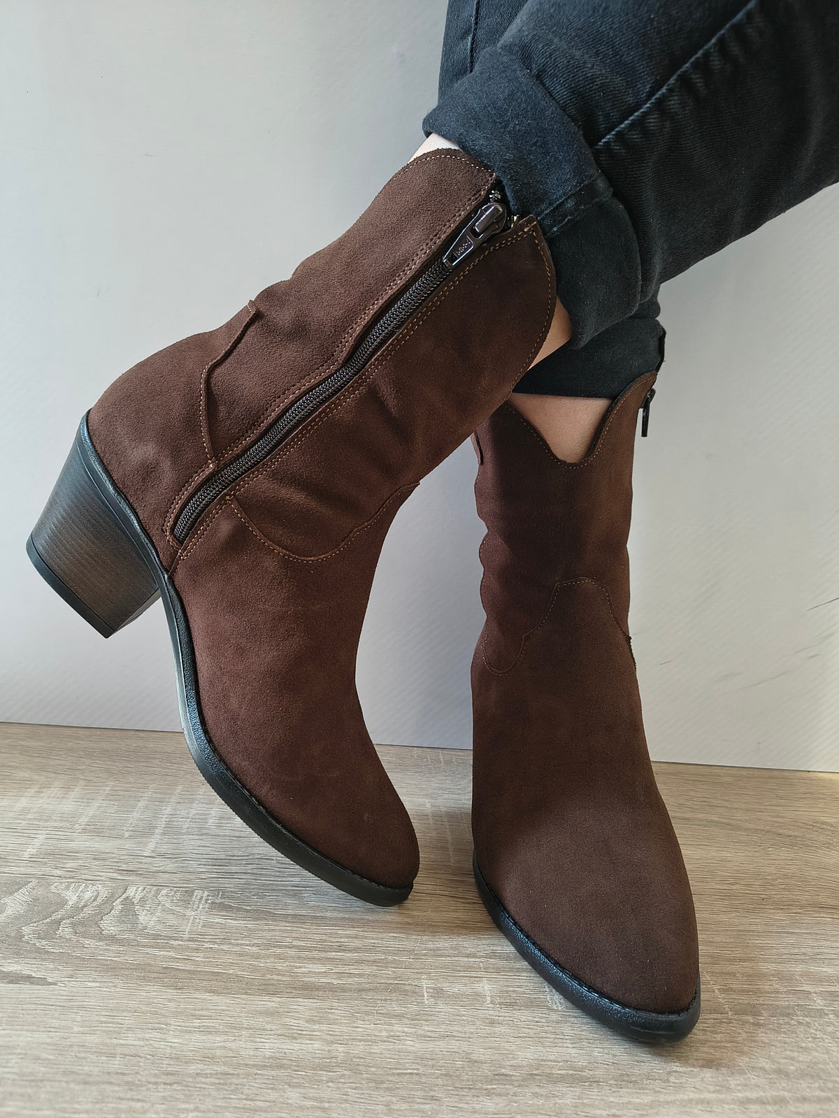 GHETE CASUAL DAMA PERLLA 3518-6 MARO VELUR - imagine 5