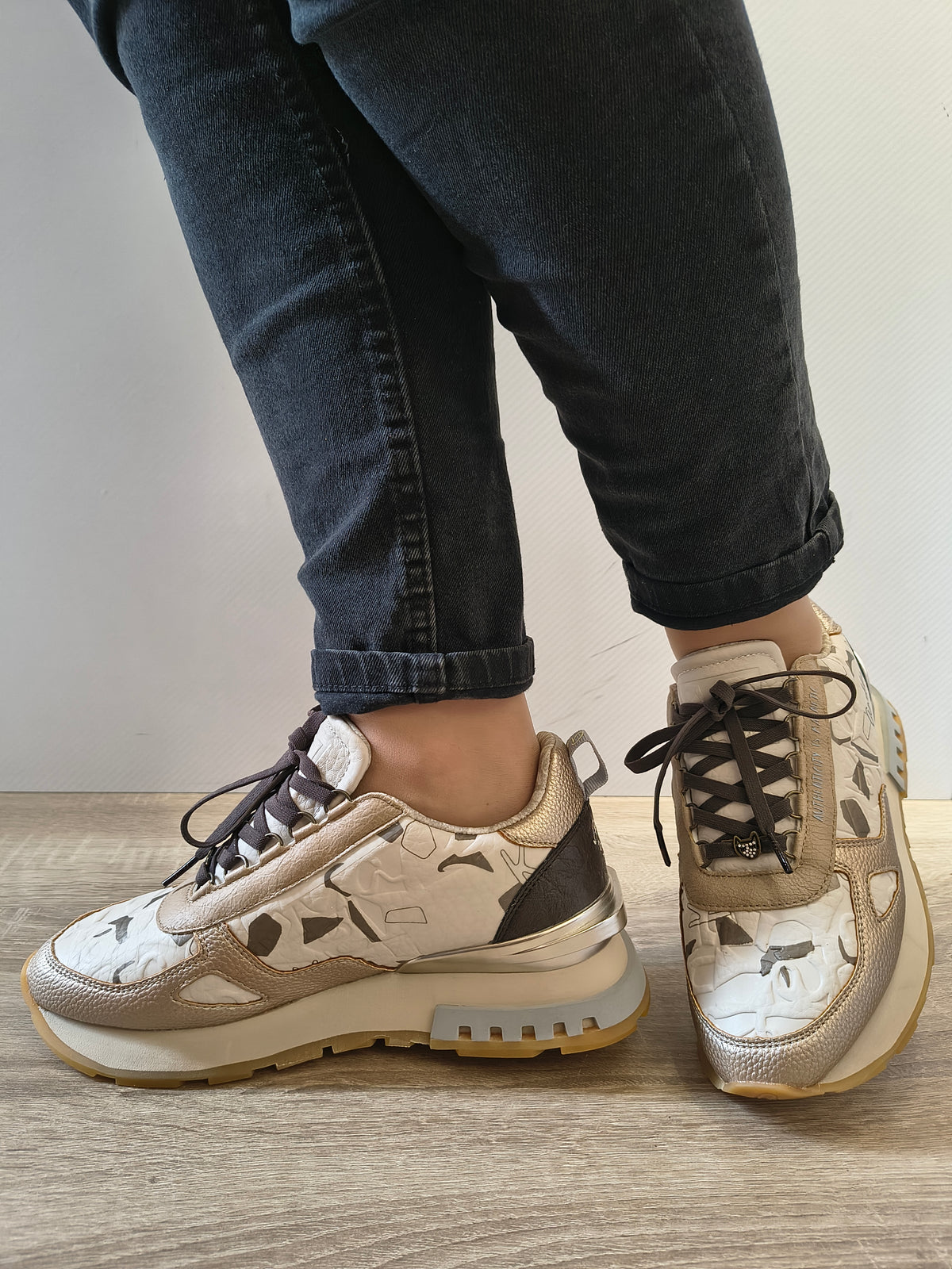 PANTOFI SPORT DAMA ANEKKE 42390-331 BEJ + GOLD - imagine 2
