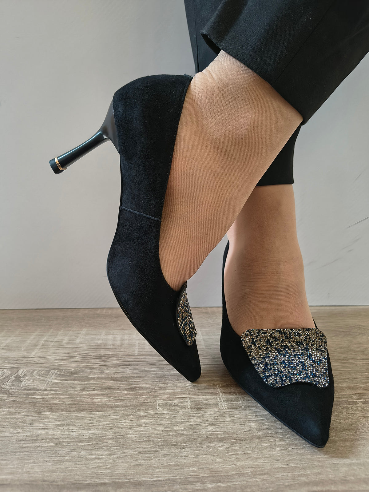 PANTOFI ELEGANTI DAMA KARISMA 40004A 01-I NEGRU VELUR - imagine 5