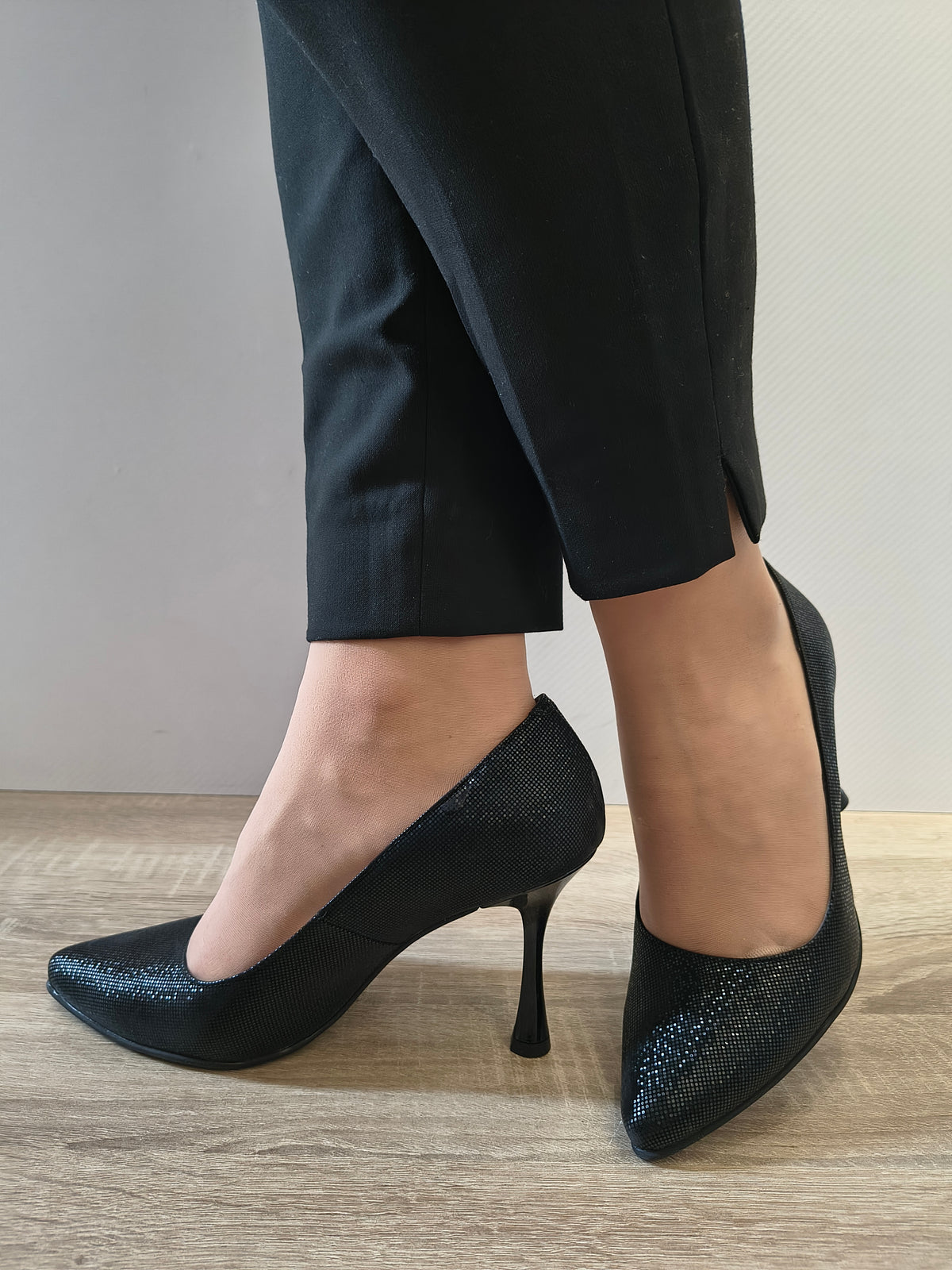 PANTOFI ELEGANTI DAMA PERLLA 3645 NEGRU EFFECT - imagine 2