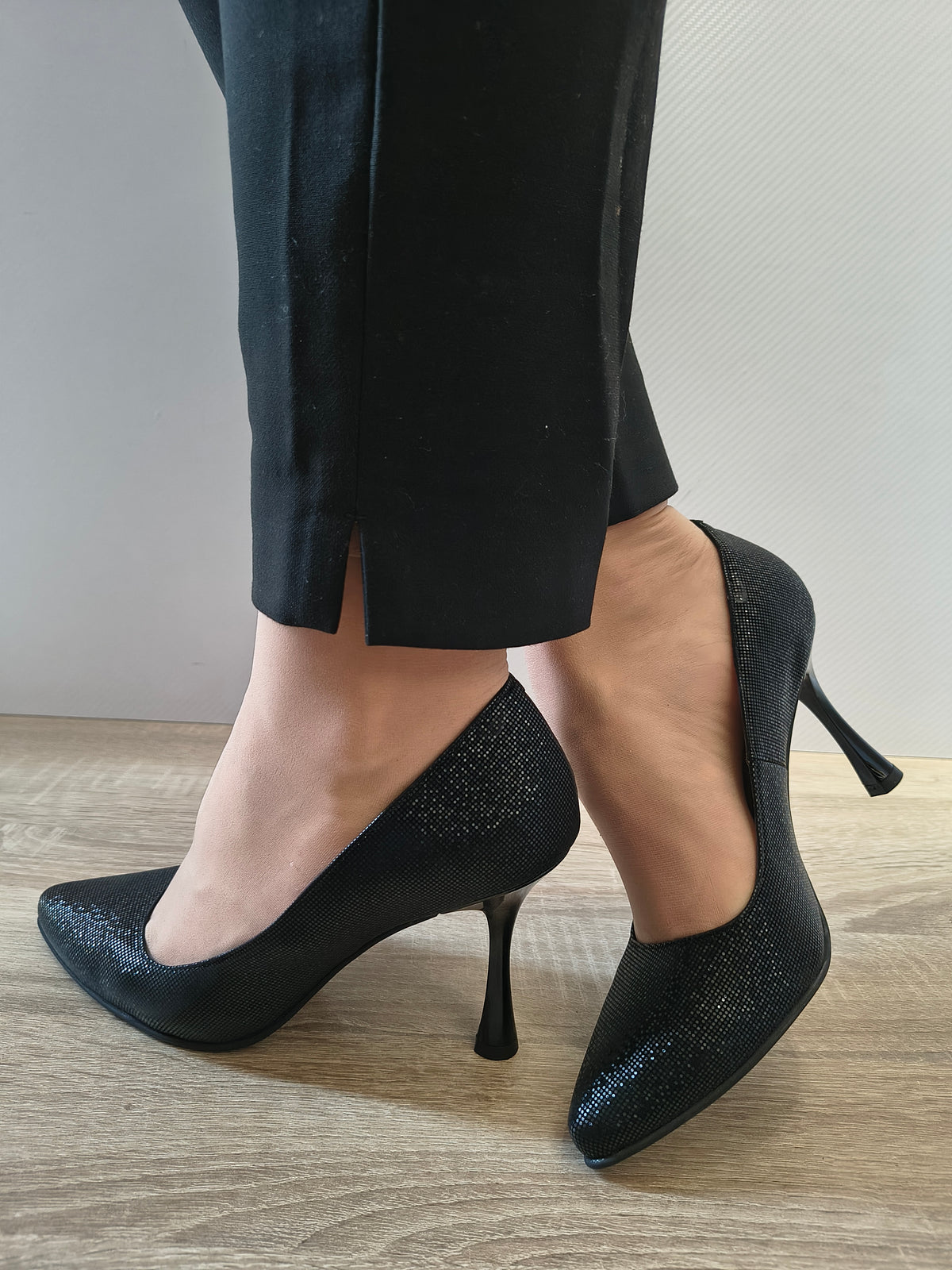 PANTOFI ELEGANTI DAMA PERLLA 3645 NEGRU EFFECT - imagine 3