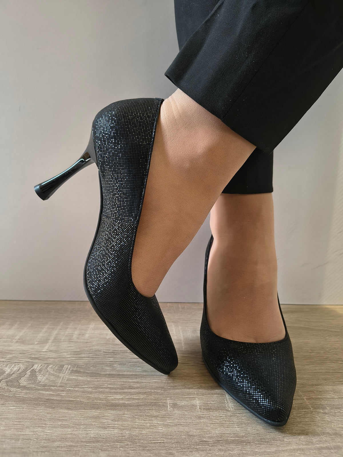 PANTOFI ELEGANTI DAMA PERLLA 3645 NEGRU EFFECT - imagine 5