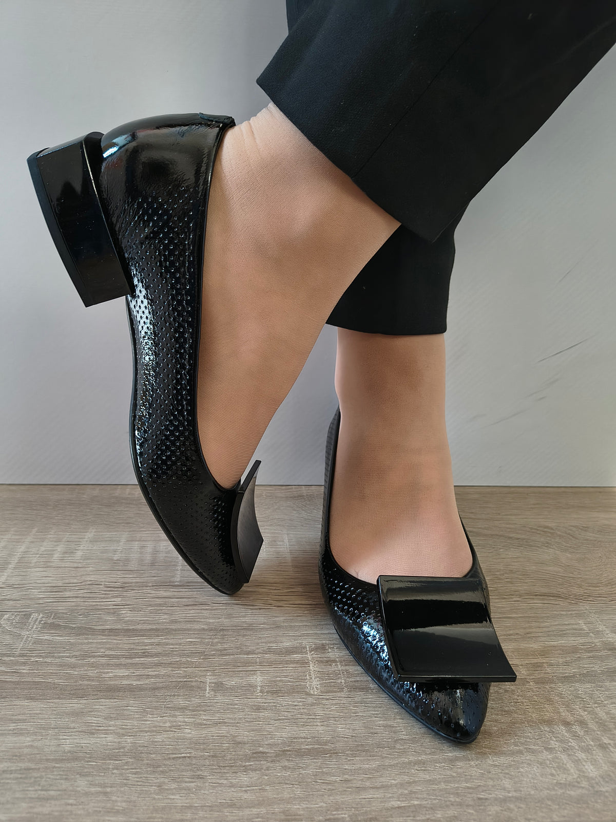 PANTOFI CASUAL DAMA DOGATI 101 1131 NEGRU LAC - imagine 5