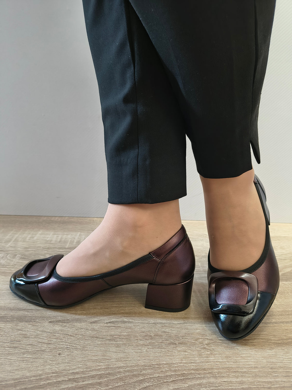 PANTOFI ELEGANTI DAMA AGA 02373 272 3103 BORDO/NEGRU LAC - imagine 2