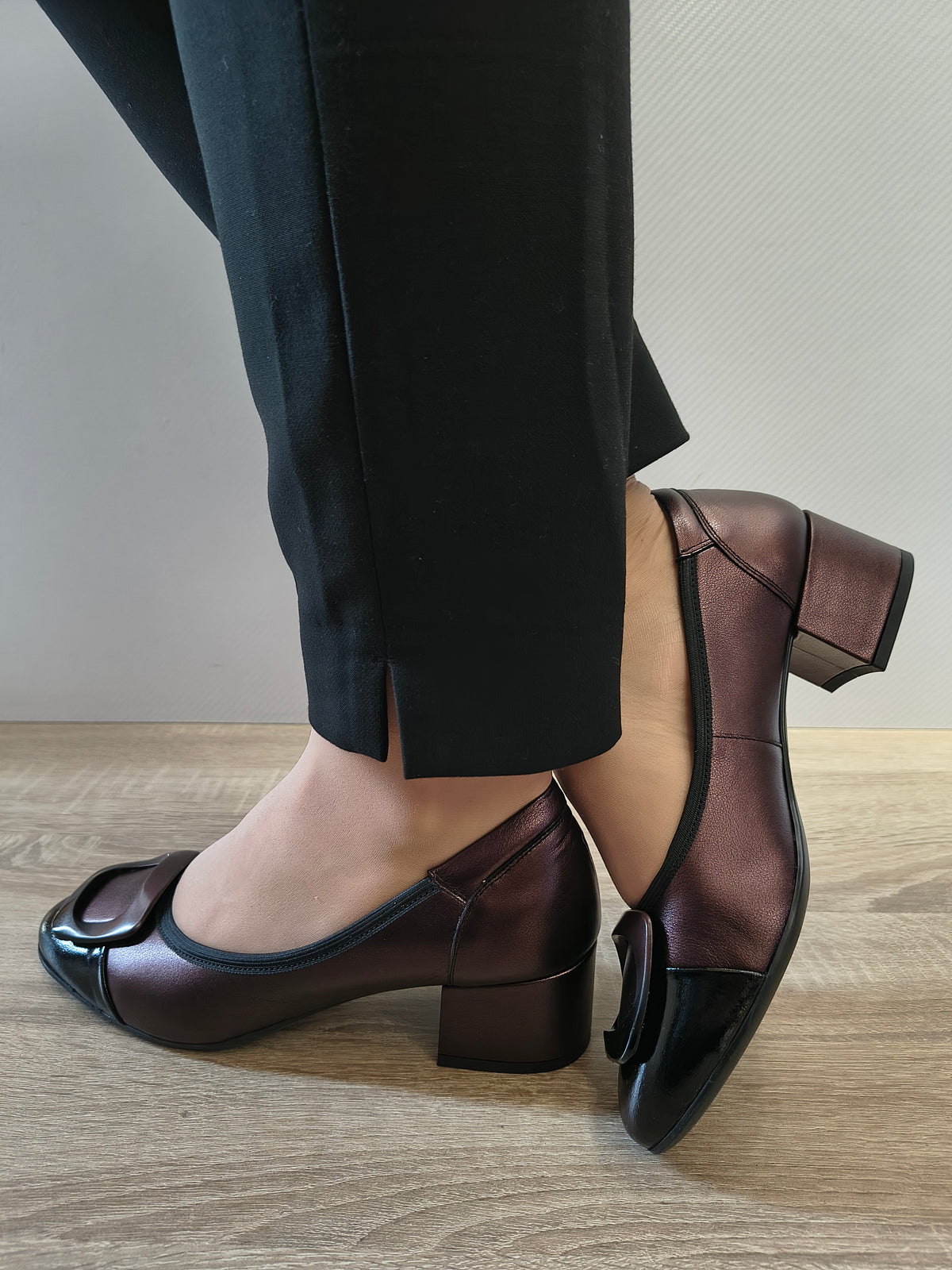 PANTOFI ELEGANTI DAMA AGA 02373 272 3103 BORDO/NEGRU LAC - imagine 3