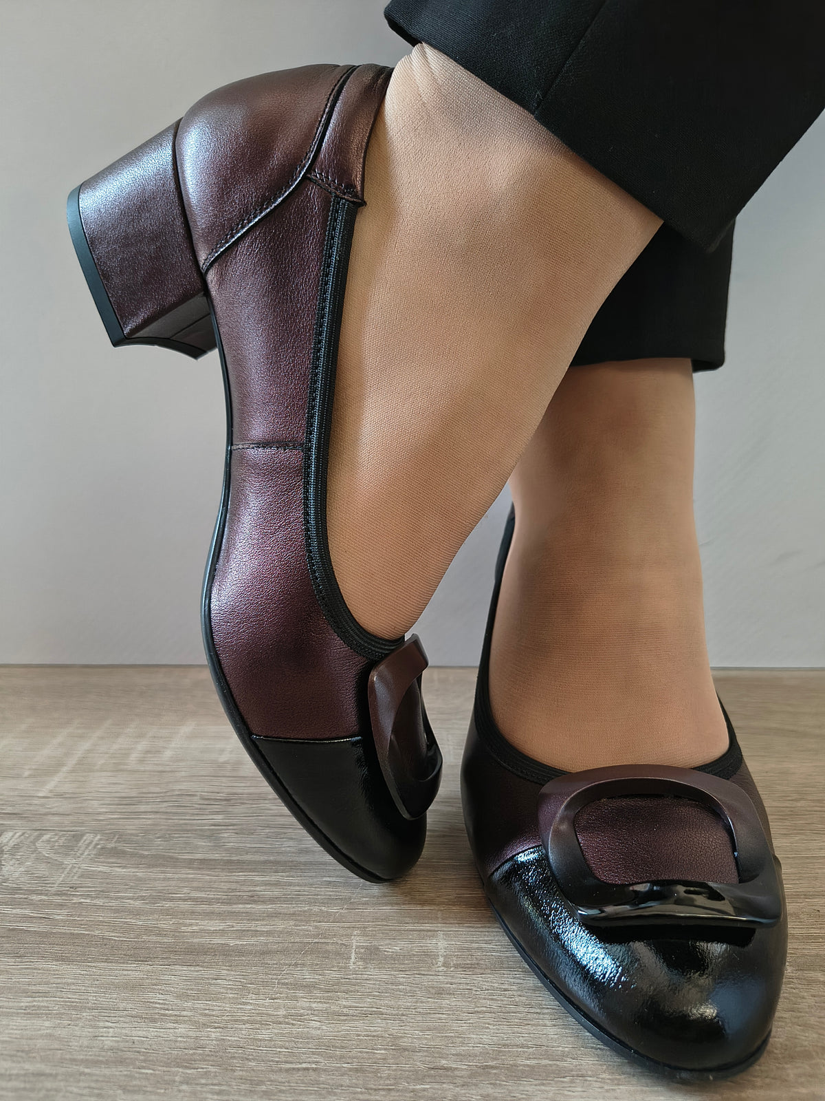 PANTOFI ELEGANTI DAMA AGA 02373 272 3103 BORDO/NEGRU LAC - imagine 5