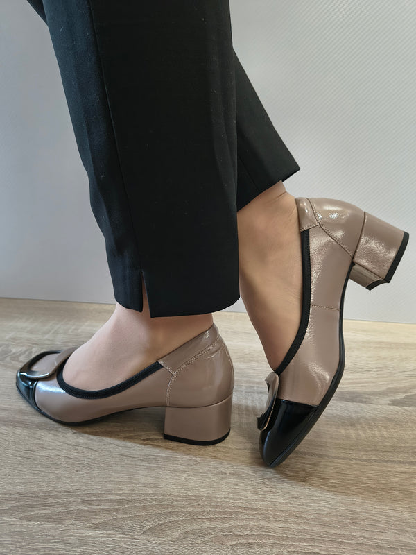 PANTOFI ELEGANTI DAMA AGA 02373 272 3079 GREJ/NEGRU LAC - imagine 3