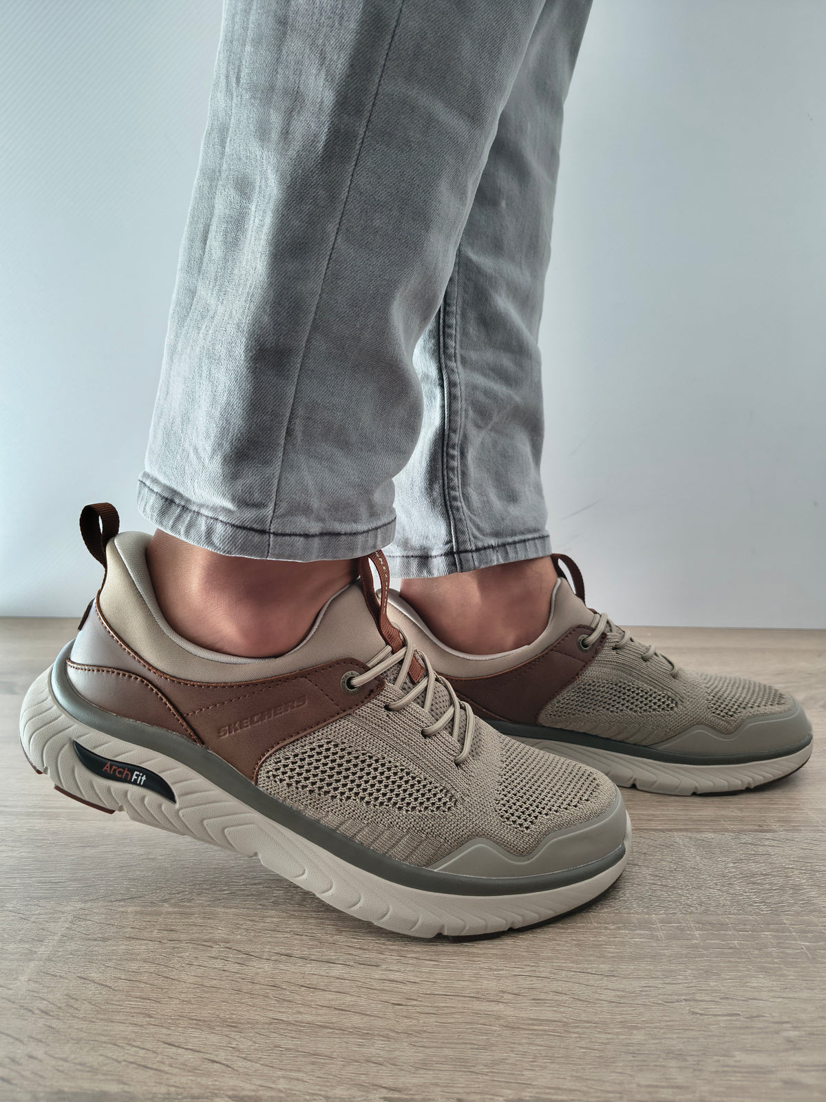 PANTOFI CASUAL BARBATI SKECHERS 205340 TPBR TAUPE - imagine 2