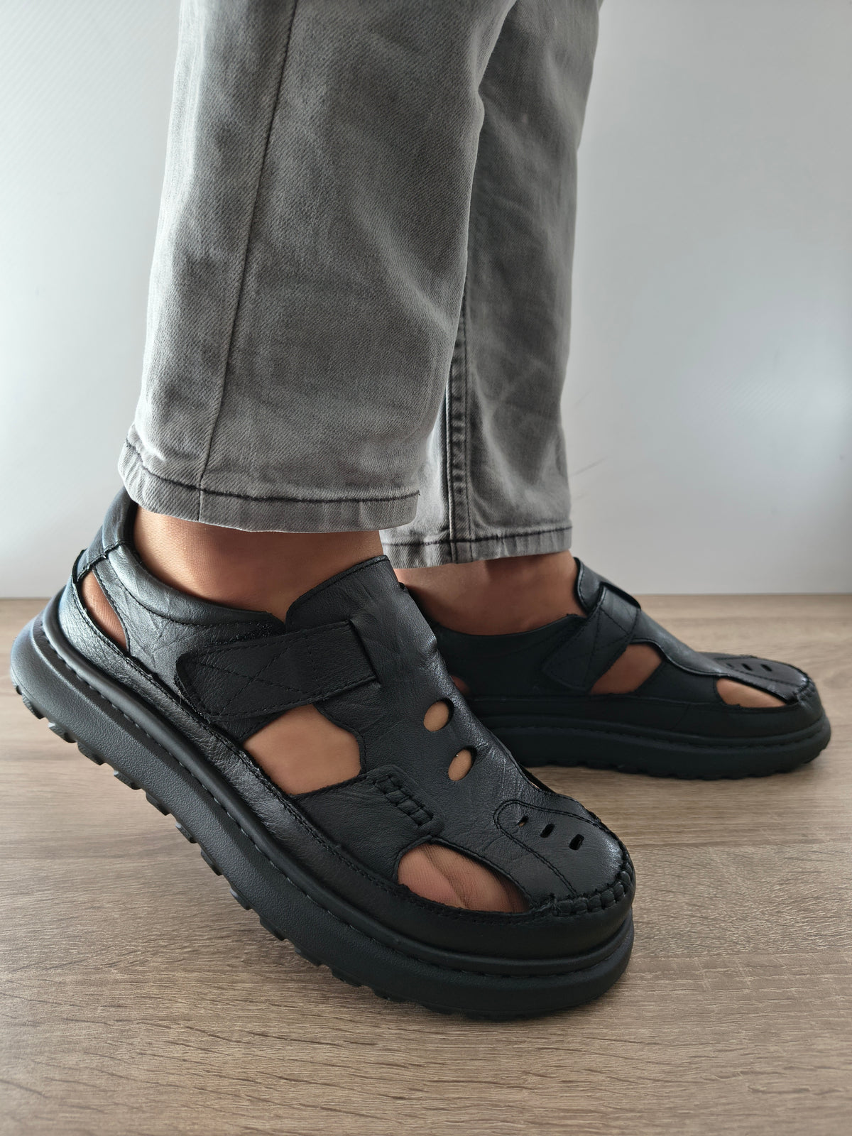 SANDALE CASUAL BARBATI MELS 99616 NEGRU - imagine 3