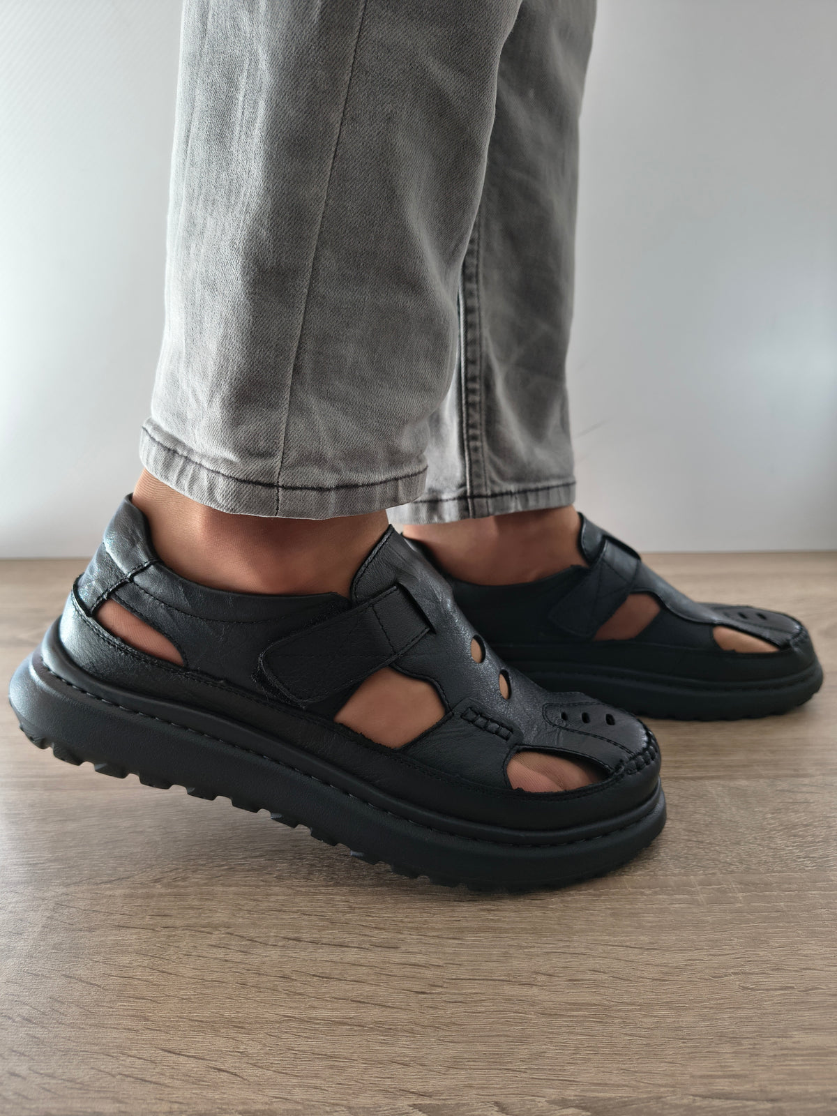 SANDALE CASUAL BARBATI MELS 99616 NEGRU - imagine 2