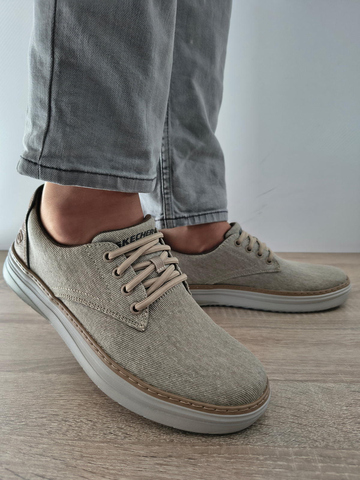 PANTOFI CASUAL BARBATI SKECHERS 205135 KHK BEJ - imagine 3