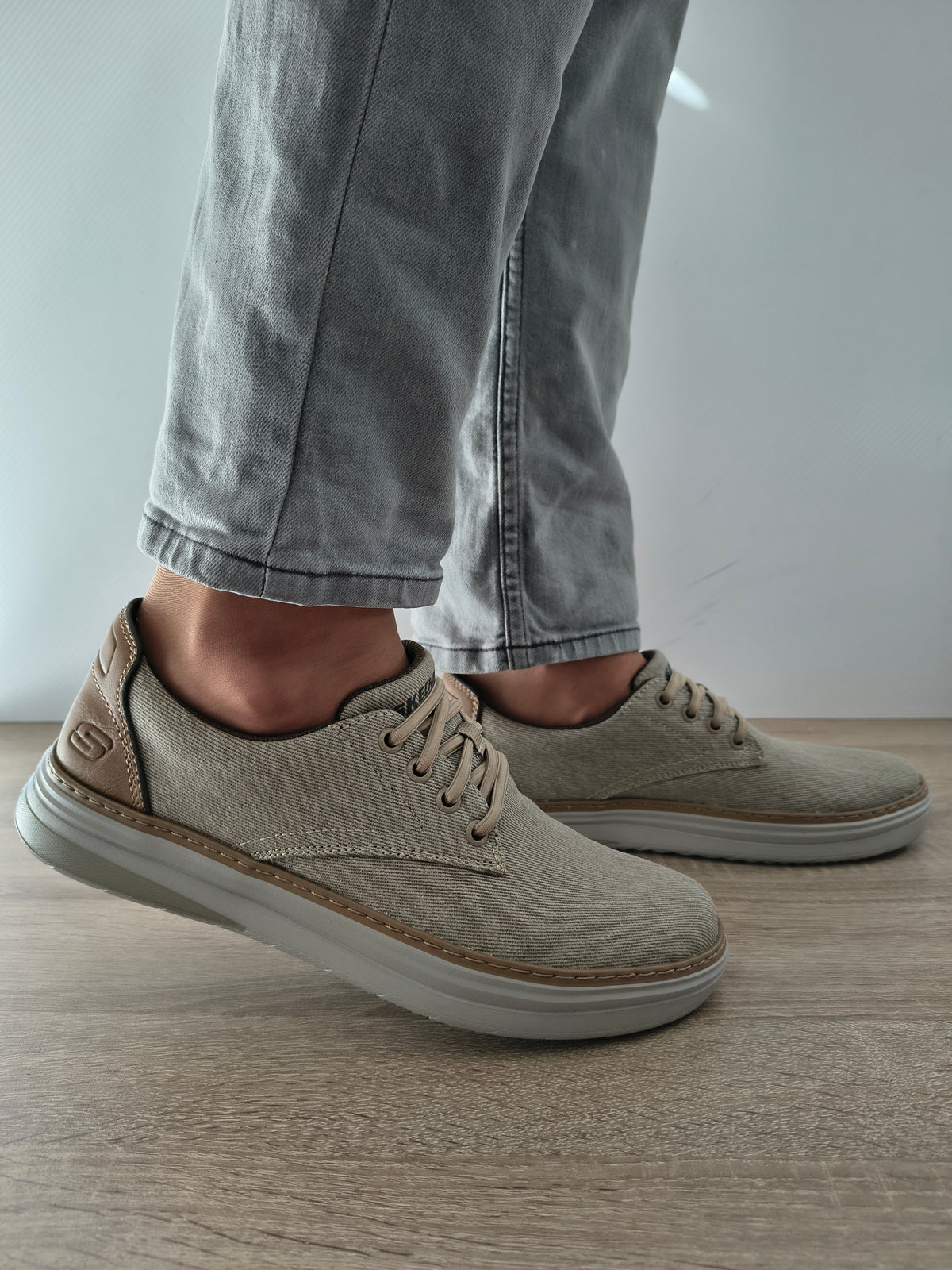 PANTOFI CASUAL BARBATI SKECHERS 205135 KHK BEJ - imagine 2