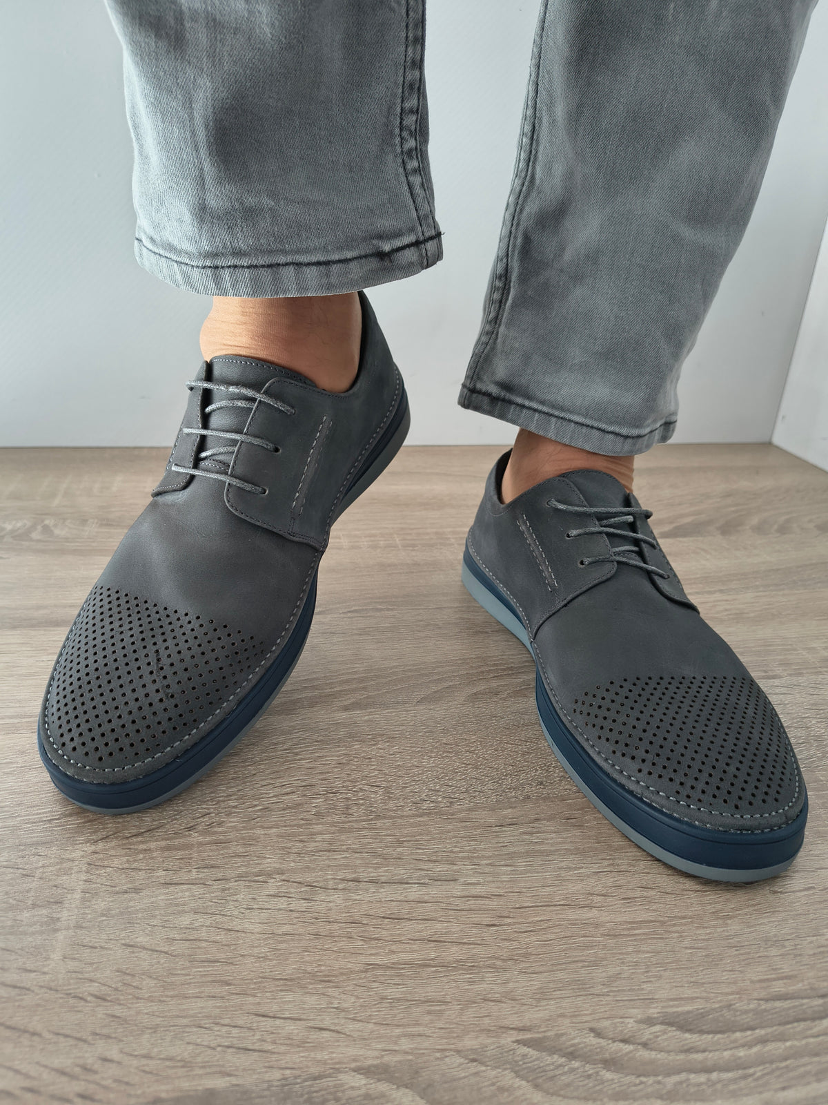 PANTOFI CASUAL BARBATI MELS W011-5 GRI NUBUCK - imagine 4